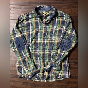 Men's Casual Plaid Button-Down Shirt - Blue, Green, Yellow